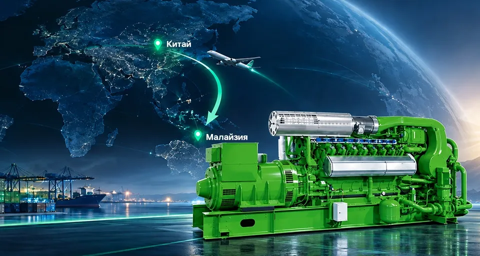 Энергетический модуль на базе биогазового генератора J416 доставлен в Малайзию авиационным транспортом за 48 часов.